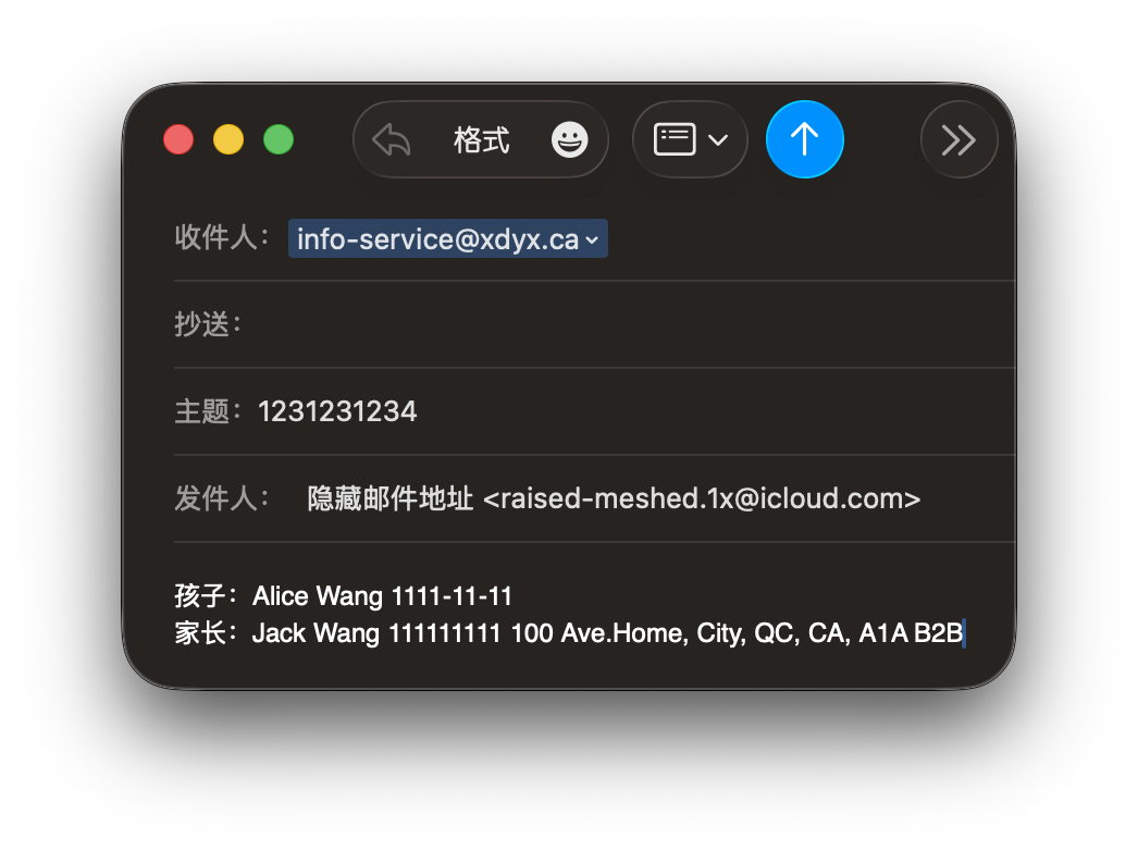 Email example screenshot